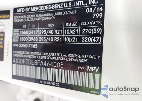 2015 Mercedes-Benz Gl 550 4Matic from USA, damaged, VIN 4JGDF7DE8FA464005